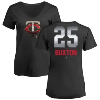 Byron Buxton Women's Minnesota Twins Midnight Mascot V-Neck T-Shirt - Black