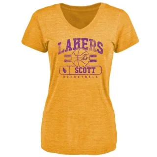 Byron Scott Women's Los Angeles Lakers Gold Baseline Tri-Blend T-Shirt