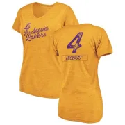 Byron Scott Women's Los Angeles Lakers Gold Sideline Tri-Blend V-Neck T-Shirt