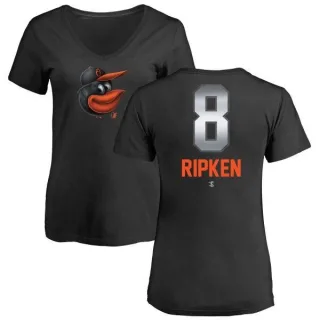 Cal Ripken Women's Baltimore Orioles Midnight Mascot V-Neck T-Shirt - Black