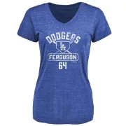 Caleb Ferguson Women's Los Angeles Dodgers Base Runner Tri-Blend T-Shirt - Royal