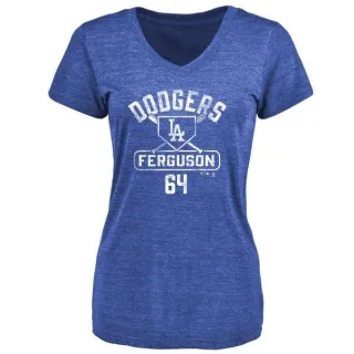 Caleb Ferguson Women's Los Angeles Dodgers Base Runner Tri-Blend T-Shirt - Royal