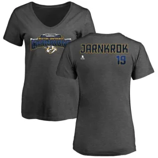 Calle Jarnkrok Women's Nashville Predators 2017 Western Conference Champions Name & Number V-Neck T-Shirt - Heather Gray