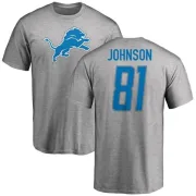 Calvin Johnson Detroit Lions Name & Number Logo T-Shirt - Ash