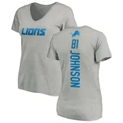 Calvin Johnson Women's Detroit Lions Backer V-Neck T-Shirt - Ash