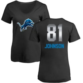 Calvin Johnson Women's Detroit Lions Midnight Mascot T-Shirt - Black