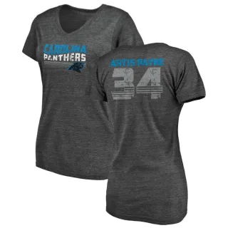 Cameron Artis-Payne Women's Carolina Panthers Retro Tri-Blend V-Neck T-Shirt - Black