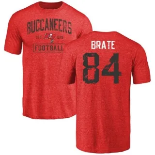 Cameron Brate Tampa Bay Buccaneers Red Distressed Name & Number Tri-Blend T-Shirt