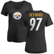 Cameron Heyward Women's Pittsburgh Steelers Name & Number Logo Slim Fit T-Shirt - Black