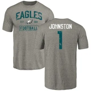 Cameron Johnston Philadelphia Eagles Gray Distressed Name & Number Tri-Blend T-Shirt