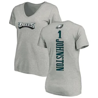 Cameron Johnston Women's Philadelphia Eagles Backer V-Neck T-Shirt - Ash