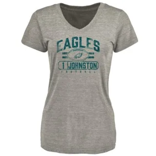 Cameron Johnston Women's Philadelphia Eagles Flanker Tri-Blend T-Shirt - Heathered Gray