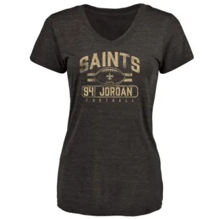 Cameron Jordan Women's New Orleans Saints Flanker Tri-Blend T-Shirt - Black