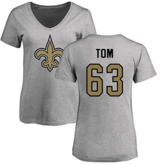 Cameron Tom Women's New Orleans Saints Name & Number Logo Slim Fit T-Shirt - Ash