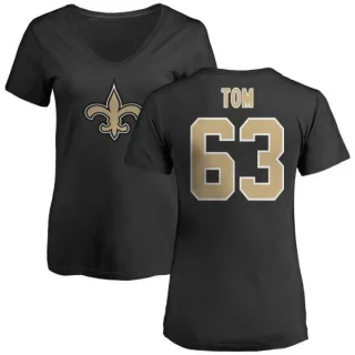 Cameron Tom Women's New Orleans Saints Name & Number Logo Slim Fit T-Shirt - Black