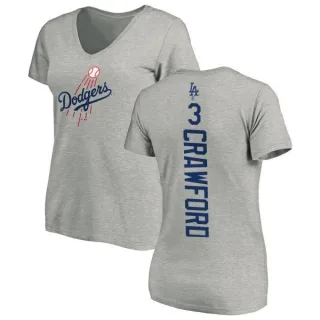 Carl Crawford Women's Los Angeles Dodgers Backer Slim Fit T-Shirt - Ash