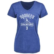 Carl Crawford Women's Los Angeles Dodgers Base Runner Tri-Blend T-Shirt - Royal