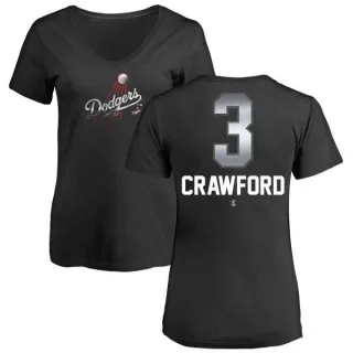 Carl Crawford Women's Los Angeles Dodgers Midnight Mascot V-Neck T-Shirt - Black