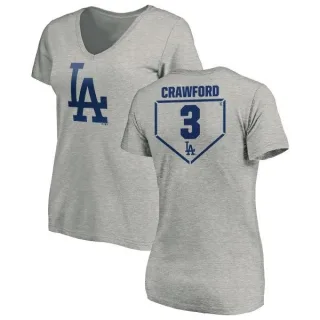 Carl Crawford Women's Los Angeles Dodgers RBI Slim Fit V-Neck T-Shirt - Heathered Gray