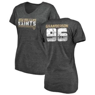 Carl Granderson Women's New Orleans Saints Retro Tri-Blend V-Neck T-Shirt - Black