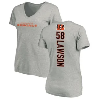 Carl Lawson Women's Cincinnati Bengals Backer V-Neck T-Shirt - Ash