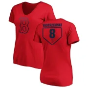 Carl Yastrzemski Women's Boston Red Sox RBI Slim Fit V-Neck T-Shirt - Red