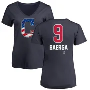 Carlos Baerga Women's Cleveland Indians Name and Number Banner Wave V-Neck T-Shirt - Navy