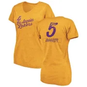 Carlos Boozer Women's Los Angeles Lakers Gold Sideline Tri-Blend V-Neck T-Shirt