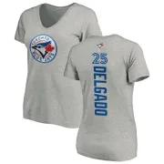 Carlos Delgado Women's Toronto Blue Jays Backer Slim Fit T-Shirt - Ash