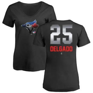 Carlos Delgado Women's Toronto Blue Jays Midnight Mascot V-Neck T-Shirt - Black