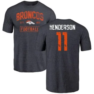 Carlos Henderson Denver Broncos Navy Distressed Name & Number Tri-Blend T-Shirt
