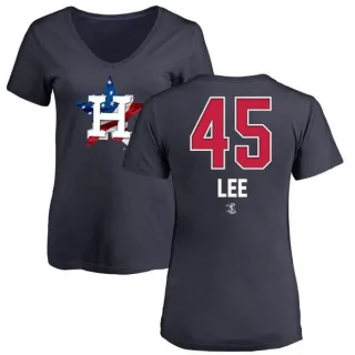 Carlos Lee Women's Houston Astros Name and Number Banner Wave V-Neck T-Shirt - Navy