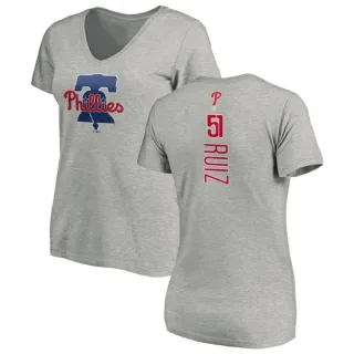 Carlos Ruiz Women's Philadelphia Phillies Backer Slim Fit T-Shirt - Ash