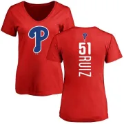 Carlos Ruiz Women's Philadelphia Phillies Backer Slim Fit T-Shirt - Red