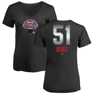 Carlos Ruiz Women's Philadelphia Phillies Midnight Mascot V-Neck T-Shirt - Black