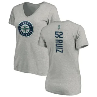 Carlos Ruiz Women's Seattle Mariners Backer Slim Fit T-Shirt - Ash