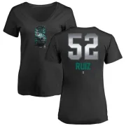 Carlos Ruiz Women's Seattle Mariners Midnight Mascot V-Neck T-Shirt - Black