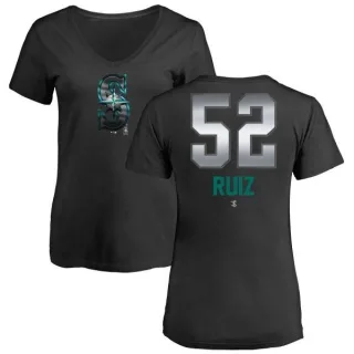 Carlos Ruiz Women's Seattle Mariners Midnight Mascot V-Neck T-Shirt - Black