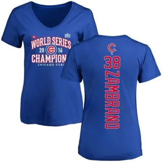 Carlos Zambrano Women's Chicago Cubs 2016 World Series Champions Back Name & Number V-Neck T-Shirt - Royal