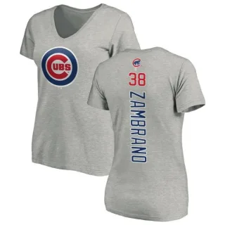 Carlos Zambrano Women's Chicago Cubs Backer Slim Fit T-Shirt - Ash