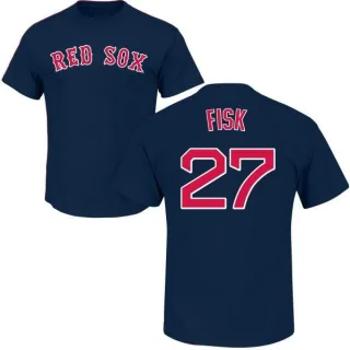 Carlton Fisk Boston Red Sox Name & Number T-Shirt - Navy