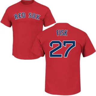 Carlton Fisk Boston Red Sox Name & Number T-Shirt - Scarlet