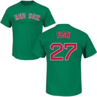 Carlton Fisk Boston Red Sox St. Patrick's Day Name & Number T-Shirt - Green