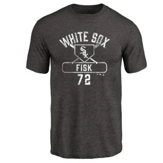 Carlton Fisk Chicago White Sox Base Runner Tri-Blend T-Shirt - Black