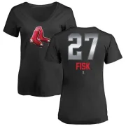 Carlton Fisk Women's Boston Red Sox Midnight Mascot V-Neck T-Shirt - Black