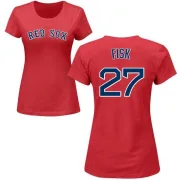 Carlton Fisk Women's Boston Red Sox Name & Number T-Shirt - Red