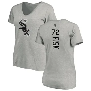 Carlton Fisk Women's Chicago White Sox Backer Slim Fit T-Shirt - Ash