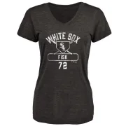 Carlton Fisk Women's Chicago White Sox Base Runner Tri-Blend T-Shirt - Black