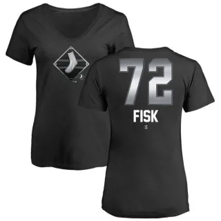 Carlton Fisk Women's Chicago White Sox Midnight Mascot V-Neck T-Shirt - Black