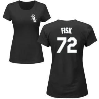 Carlton Fisk Women's Chicago White Sox Name & Number T-Shirt - Black